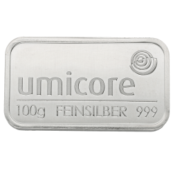 Zilverbaar Umicore 100 gram