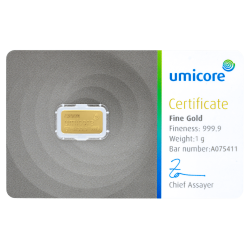 Goudbaar Umicore 1 gram met certificaat