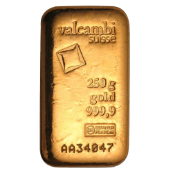 Koop een gecertificeerde goudbaar van Valcambi 250 gram bij Goudwisselkantoor