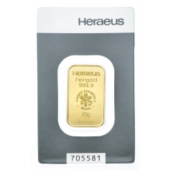 Goudbaar Heraeus 10 gram met certificaat