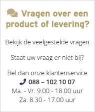 Vragen over een product of levering? Bekijk de veelgestelde vragen. Staat uw vraag er niet bij? Bel dan onze klantservice